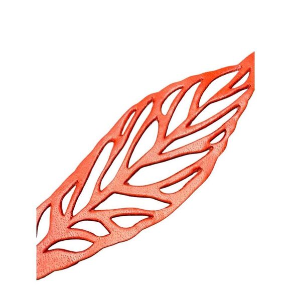 Anthropolgie red leather leaf wrap bracelet - Picture 3 of 6
